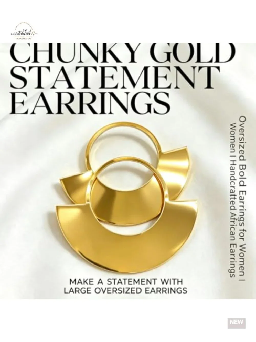 Large Gold Statement Hoop Earrings for Women Geometric Drop Dangle